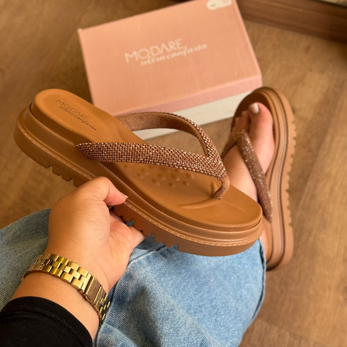 Sandália Modare Plataforma Tiras Em Strass 7200.110